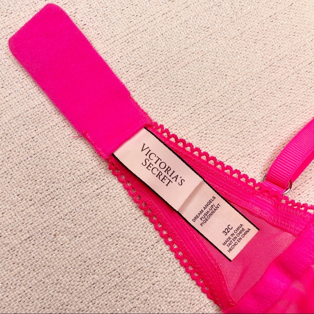 Victoria’s Secret Pink Lace Push Up Padded Bra Dream Angels Series 32C - Picture 9 of 9
